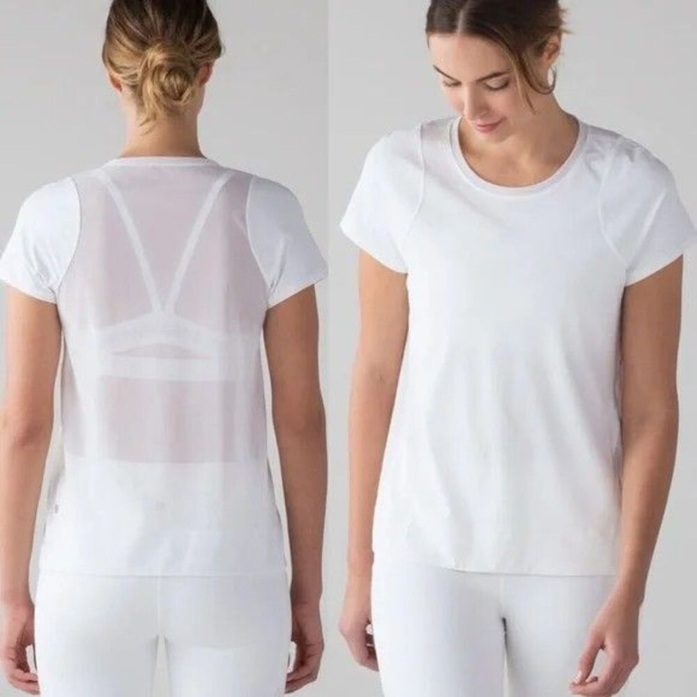 NWOT Lululemon Mind Over Miles Shirt Womens 8 White Luxteme Mesh Back Athleisure